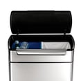 thumbnail image 2 of Simplehuman 48 Liter / 12.7 Gallon Touch-Bar Kitchen Dual Compartment Trash Can Recycler, Brushed Stainless Steel, 2 of 5