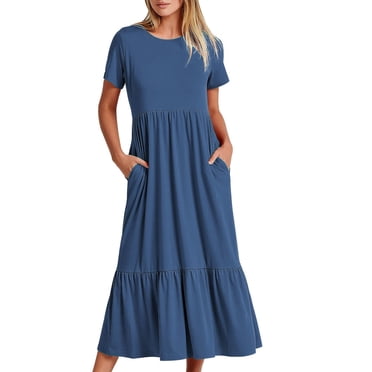 Kcavykas Ladies Dresses,Mother's Day Gifts,Plus Size Fashion Women Floral Printed V-Neck Short Sleeve Casual Dress