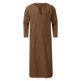 thumbnail image 5 of Kaftan for Men Casual Long Sleeve Men Robe Lightweight Breathable V Neck Muslim Thobe for Men Coffee Robe Men, 5 of 5