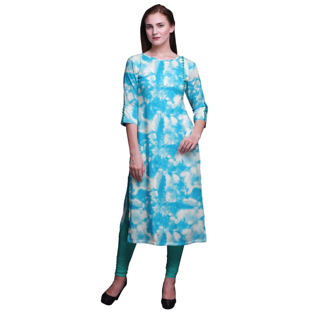 Bimba Kurti Imprimée à Manches 3/4 Tenue d'Été Kurta Tunique Droite pour Femmes