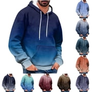 AnuYalue Men's Gradient Color Hoodies Fashion Fall Winter Pullover Outdoor Workout Hoodie Drawstring Long Sleeve Sweatshirts