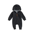 thumbnail image 1 of SUNSIOM Baby Boys Girls Fall Jumpsuits Long Sleeve Solid Color Zip Up Hooded Rompers Newborn Outfit, 1 of 8
