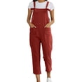 thumbnail image 1 of TrendOFT One Piece Jumpsuit Women Casual Summer Washed Jeans Ripped Square Neck Sleeveless Rompers For Women One Piece Overalls Wine M, 1 of 5