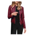 thumbnail image 2 of CEHVOM Women Ladies Lapel Motor Jacket Coat Zip Biker Short Punk Cropped Tops Clearance, 2 of 5