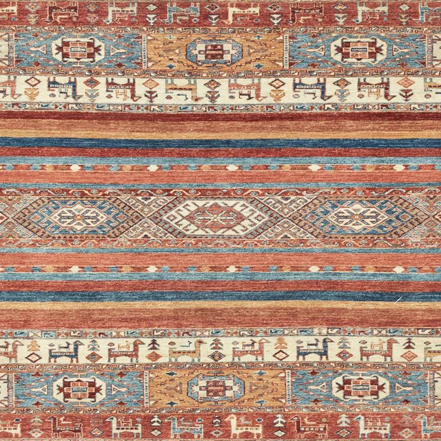 Ahgly Company Tapis d'Intérieur Carré Abstrait Châtaigne Rouge, 7 Pieds Carré