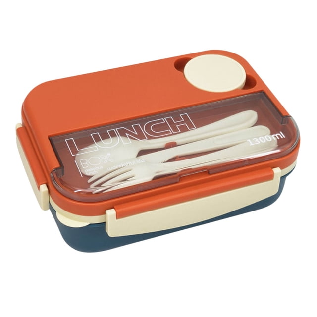 Lunch Box Youngster Lunch Box Youngster Orange Lunch Boxplastic Lunch Box Fresh-Keeping Box Microwave Oven Heating Sealed Thermal Insulation Bento Box Lunch Box with Tableware Toddler Bento Box