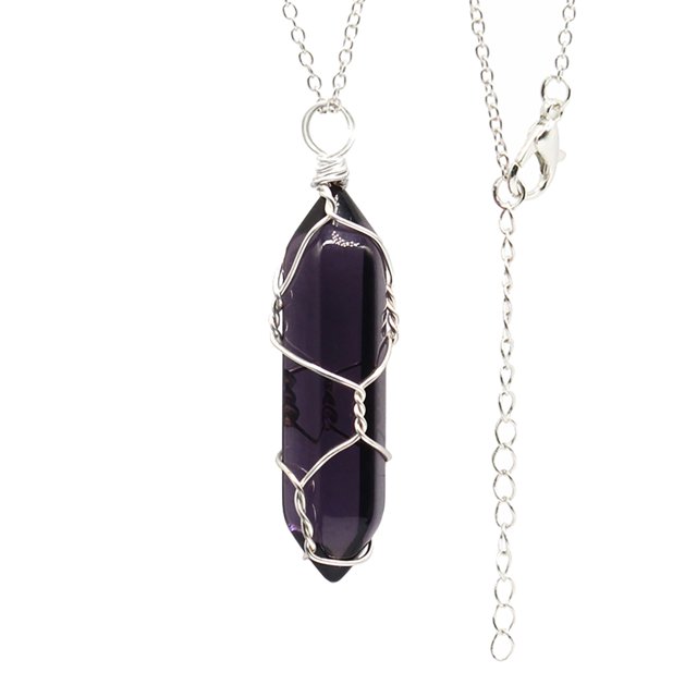Iumwxz Chakra Crystal Pendant Hexagonal Pointed Natural Quartz Stone For Necklace