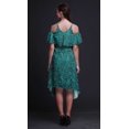 thumbnail image 3 of Bimba Robe Midi à Épaules Dénudées pour Femmes, Tunique Évasée Verte à Imprimé Géométrique, Manches Volantées - XXX-Large, 3 of 6