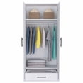 thumbnail image 4 of FM FURNITURE Rio 2-Door Wood Armoire with 1-Cabinet & One Hidden Drawer in White, 4 of 9