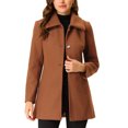 thumbnail image 1 of INSPIRE CHIC Manteau d'Hiver pour Femme à Col Rabattu, Boutonnage Simple, avec Poches, G Brun, 1 of 7