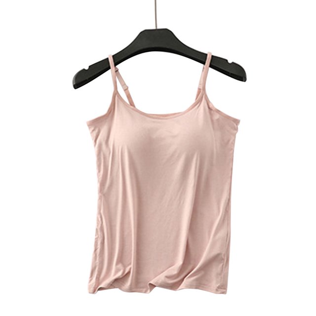 CAROOTU Femmes Camisole en Coton avec Soutien-Gorge Étagère Réglable Spaghetti Sangle Débardeur Cami Réservoirs