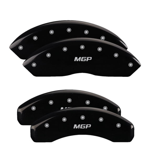 Fits 2019-2021 Ford Ranger MGP Caliper Cover Caliper Cover 10248SMGPBK Set Of 4; MGP Logo; Powder Coated; Black; Aluminum