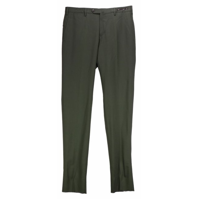 PT01 Men's Green Slim Fit Wool Dress Pants - 32 Inches