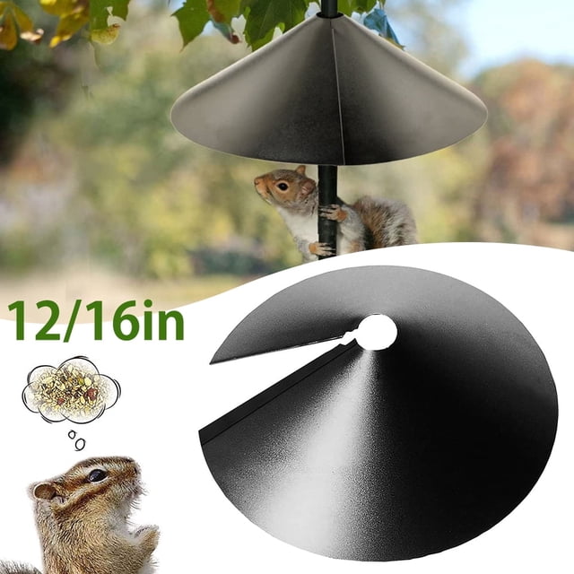 AMERTEER 12-inch Wrap Around Squirrel Baffle Anti Rust Raccoon Proof Bird Feeder Station Protection Guard Black