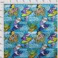 thumbnail image 4 of oneOone Velvet Medium Blue Fabric Ocean Life Craft Projects Decor Fabric Printed By The Yard 58 Inch Wide, 4 of 5