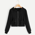 thumbnail image 2 of 2025 à Capuche Décontracté Uni à Fermeture Éclair T-Shirt en Spandex Poche Manche Chandail Long T-Shirt pour Femmes Chemise Hauts Femmes Women's Jr Automne, 2 of 6