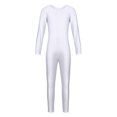 thumbnail image 1 of RUNQHUI Combinaison de Danse Ballet à Manches Longues pour Filles, Blanc TTG, 1 of 5