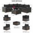 thumbnail image 2 of Kullavik Patio 6-Piece Steel Outdoor Wicker Sectional Sets with Cushions,Black, 2 of 5