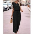 thumbnail image 4 of Jumpsuits for Women Summer Ruffle Sleeves Square Neck Rompers Drawstring Overalls with Pockets Black S, 4 of 9