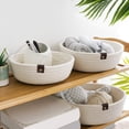 thumbnail image 4 of Storage Basket Three Piece Set, Rope Material Organizer, Household Dirty Clothes Toys Miscellaneous Storage, Elegant Design with Leather Handles, Varied Sizes, Easy to Clean, 4 of 6