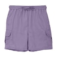 thumbnail image 1 of MIASHUI Boys Cargo Shorts Summer Drawstring Stretch Waist Sports Pants with Pocket,Light Purple,9-10 Years, 1 of 6