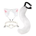 thumbnail image 3 of Ensemble 3x Oreilles et Queue en Peluche Couvre-Chef Col Ras-du-Cou Ensemble Blanc, 3 of 8