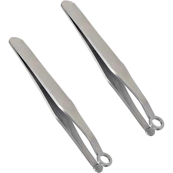 EcoNesxp 2pcs nose hair tweezers universal nose hair trimming tweezers stainless steel round head tweezers for facial nose hair eyebrows 2pcs nose hair tweezers universal nose hair trimming tweezers