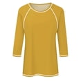 thumbnail image 4 of JIRNDf Chemises pour Femmes Hauts d'Été Tendance Manches Longues Col Rond Drôle Squelette Imprimé Coupe Ajustée T-Shirt Tunique T-Shirt pour Femmes Blouse Décontractée Jaune m, 4 of 5