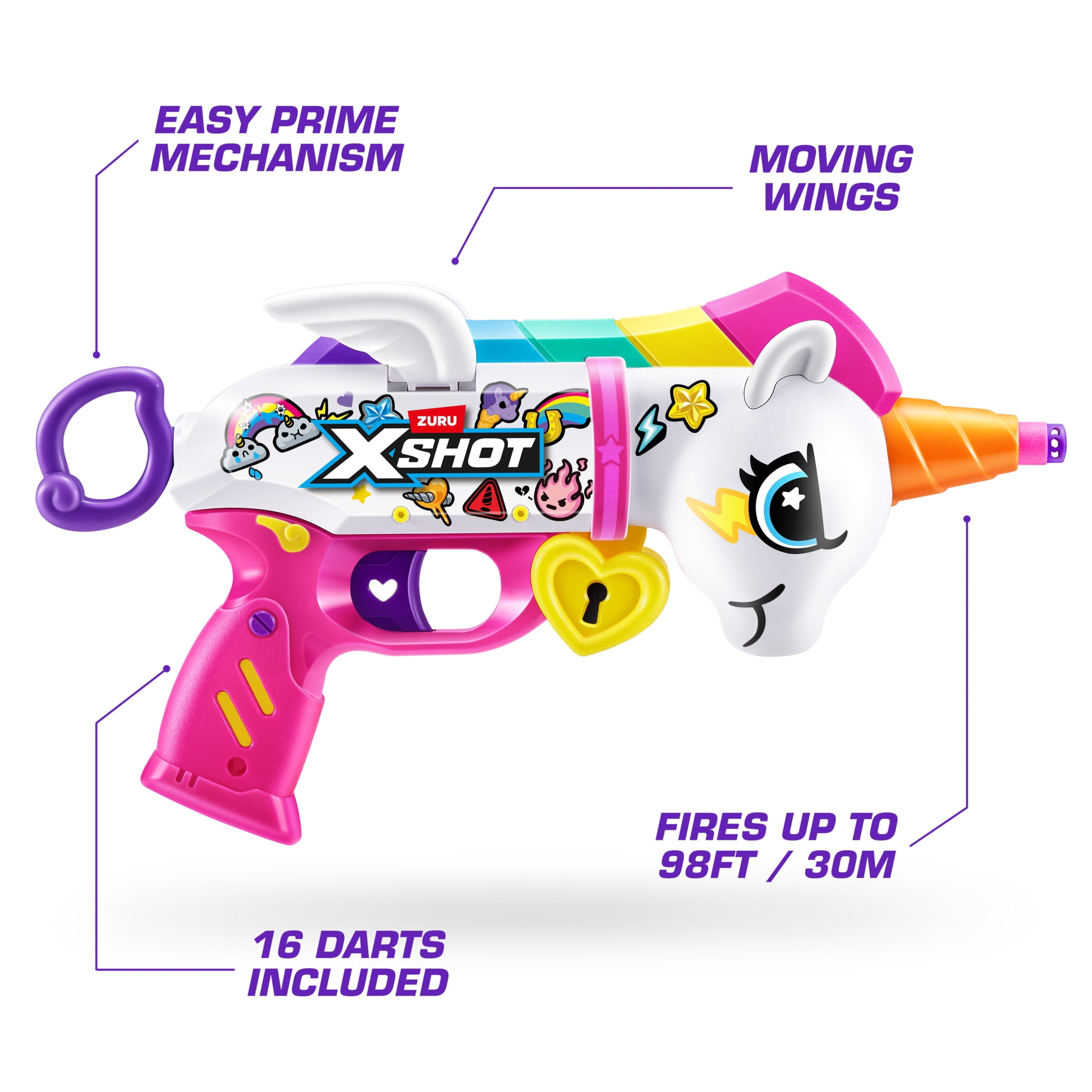 Pistolet à fléchettes XSHOT Blastercorn avec 16 Fléchettes à poche d'air, jouet d'extérieur de ZURU pour les enfants de 8 ans et plus