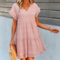 thumbnail image 2 of Leutsin Femmes Été Imprimé Manches Courtes V-Cou Casual Genou-Longueur Robe, 2 of 8