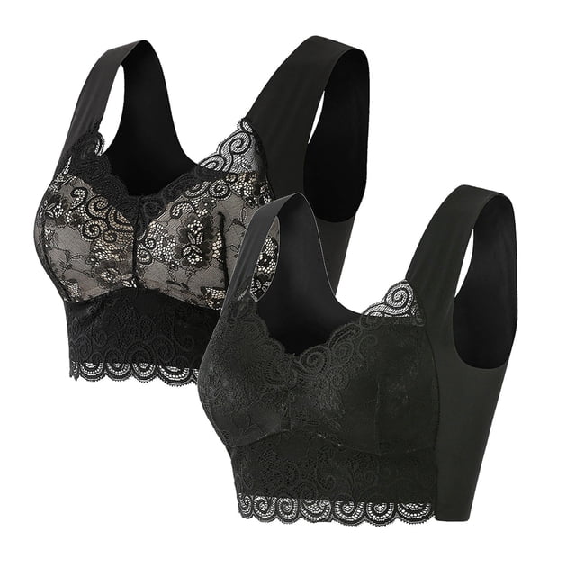 Timegard 2pc Bras for Women Plus Size Lace No Underwire Full-Coverage High Support Comfort Everyday Bras