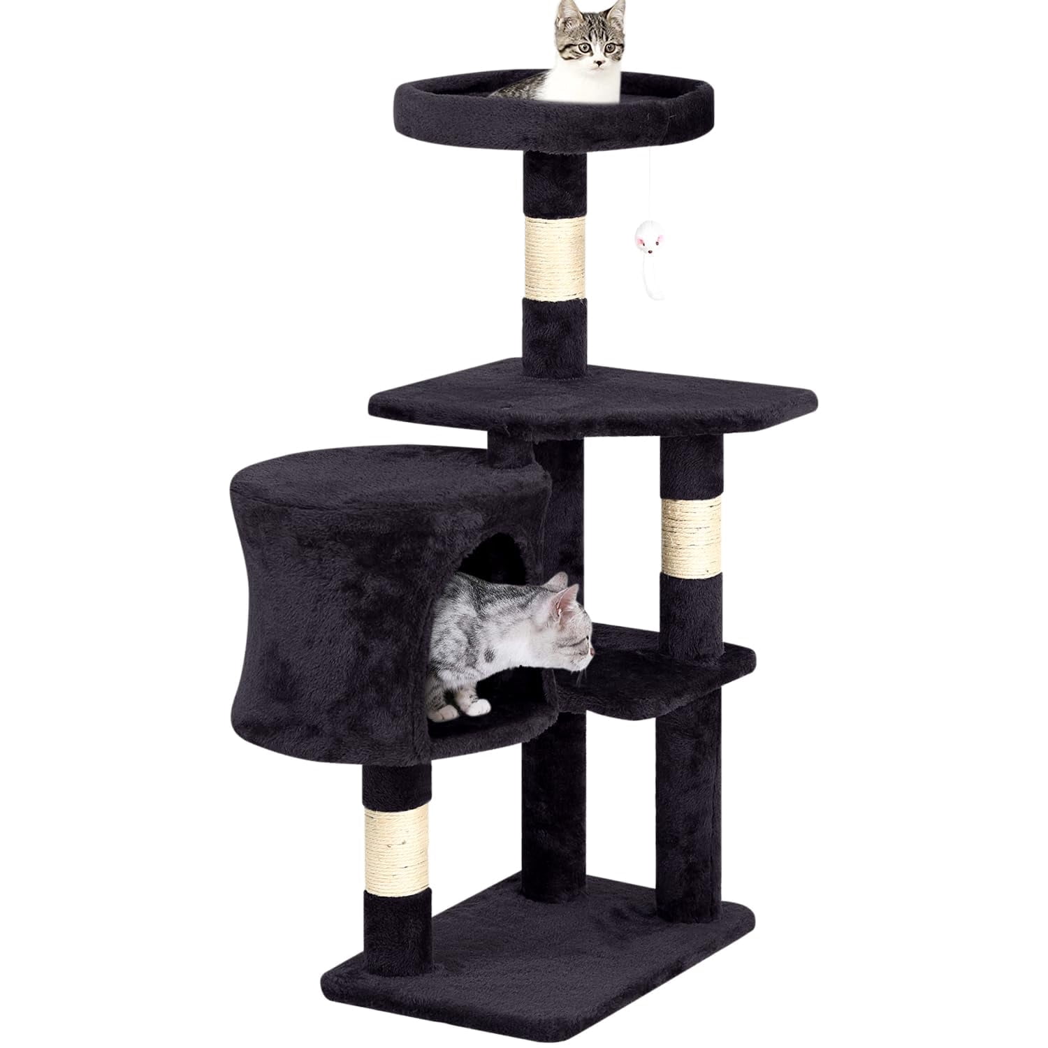 NiamVelo 36 Inch Cat Tree Cat Tower for Small Cats, Plush Multi-Level Cat Condo with Scratch Post Kittens Playhouse Furniture Set, Dark Gray
