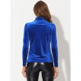 thumbnail image 4 of INSPIRE CHIC Haut en Velours à Col Roulé pour Femme à Manches Longues Chemises de Travail Blouse Basique en Velours Grand Bleu Royal, 4 of 5