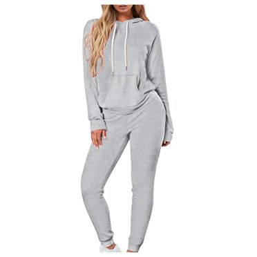 Womens 2 Piece Jogger Outfits Long Sleeve Pullover Hoodie Pockets Sweatpants Sport Jogger Sweatsuit Tracksuits