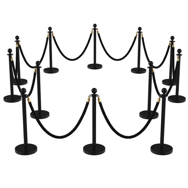 Crowd Control Stanchion Set with Retractable Belts and Red Velvet Ropes, Stainless Steel Queue Barrier Posts for Theaters Parties Wedding Exhibition, Silver