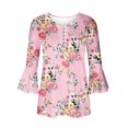 thumbnail image 4 of T-Shirt à Manches Courtes à Imprimé Floral Top Dames Beige L, 4 of 5