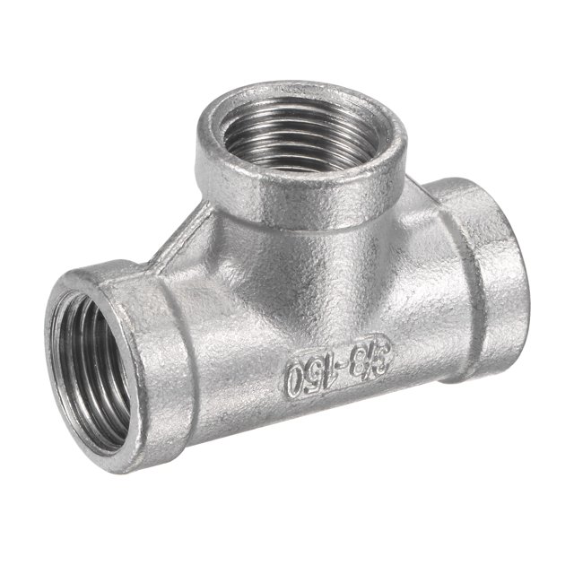 Unique Bargains 3/8 NPT Female Thread Tee Pipe Fitting Hose Adapter 304 Stainless Steel