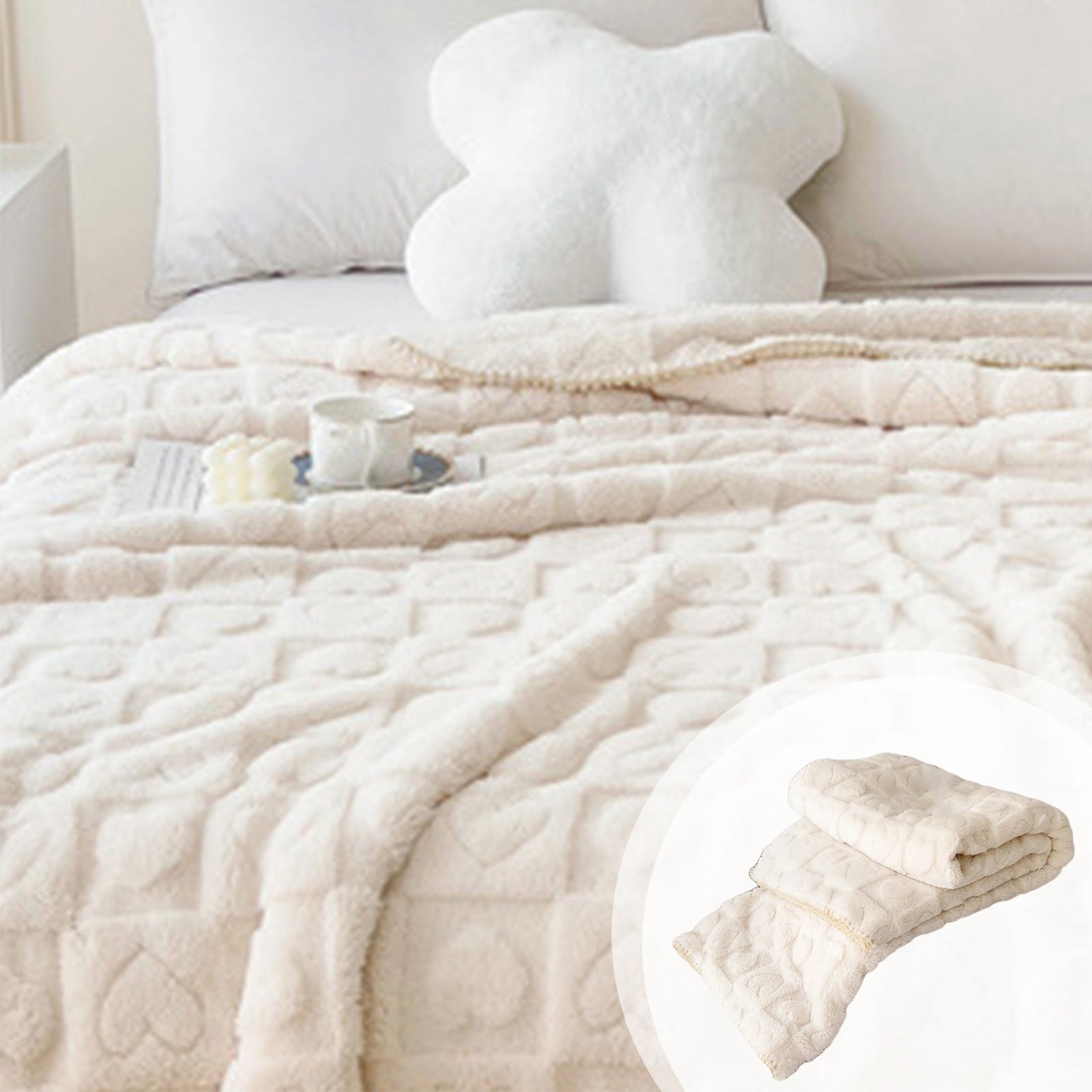 Dvkptbk Weighted Blanket,Plain Cotton Velvet Blanket Warm Case Edged Casual Blanket Multifunctional Solid Color Cover Blanket