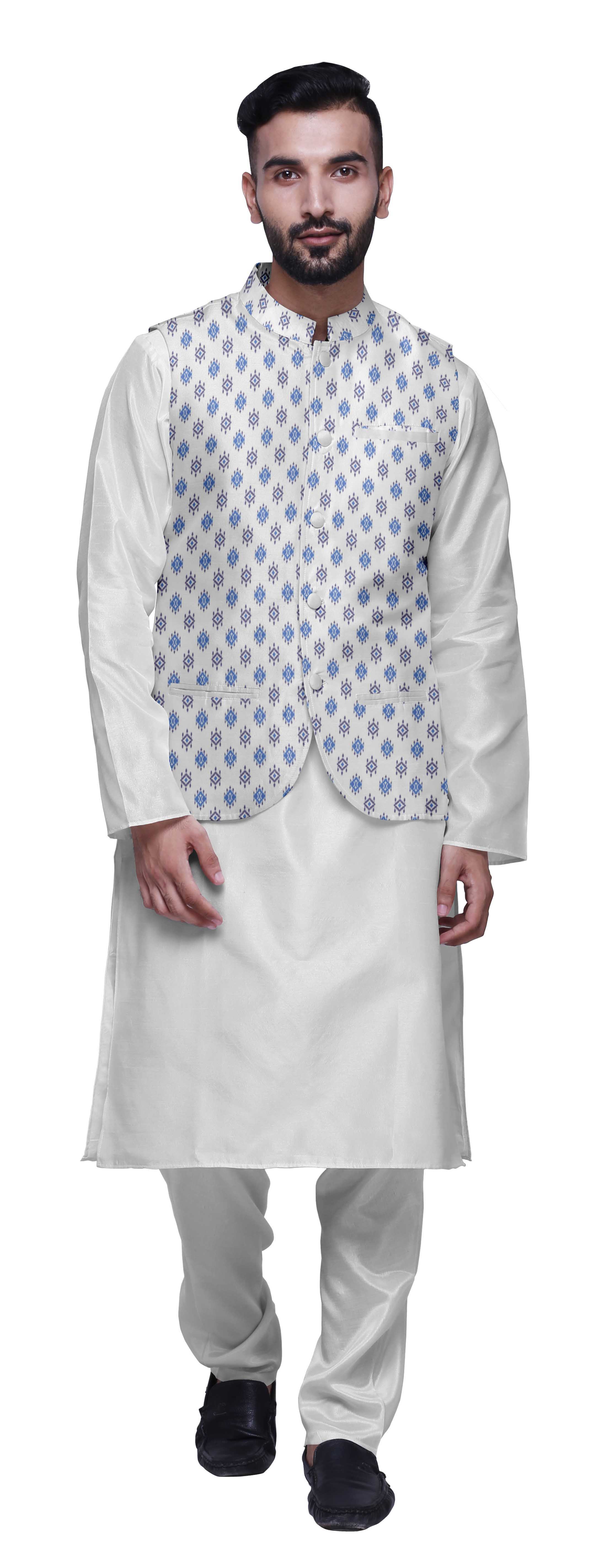 Atasi Ensemble de Pyjama Kurta Churidar Traditionnel Indien avec Veste Nehru pour Hommes