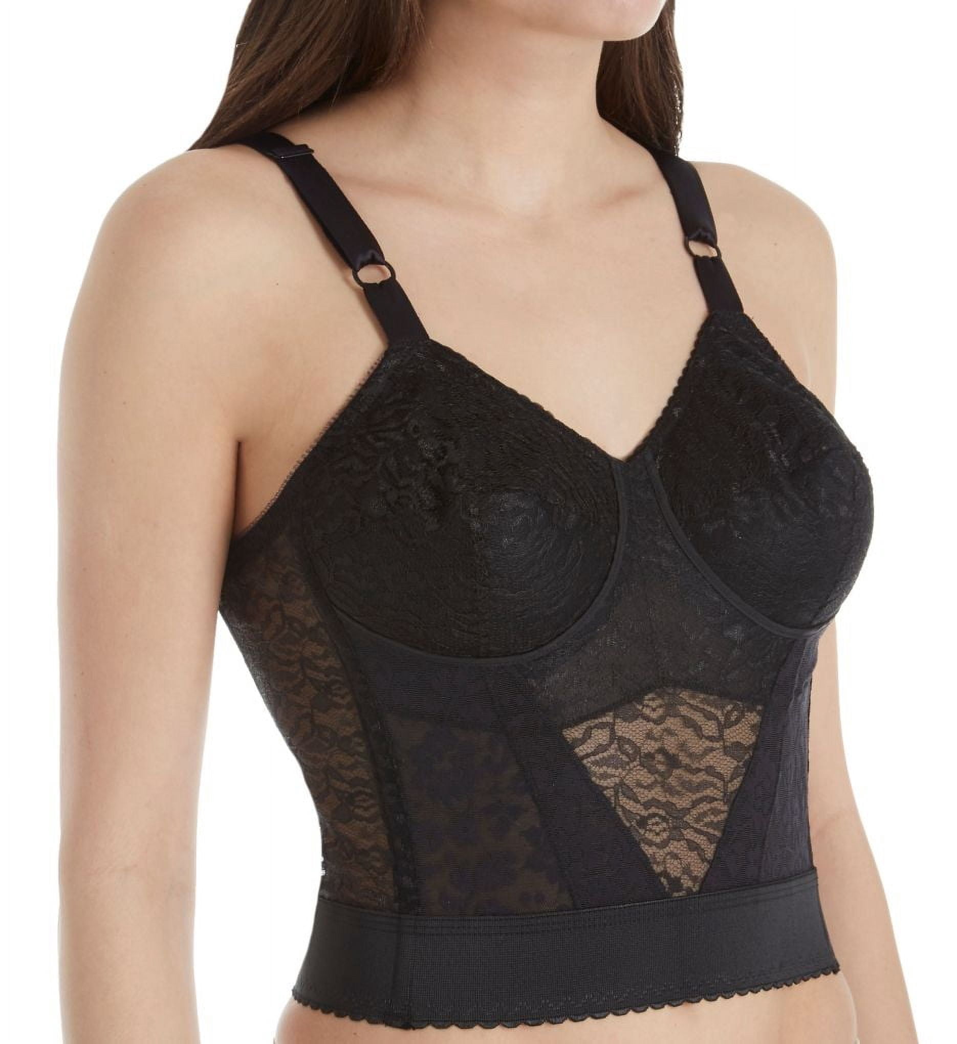 Women's Rago 2202 Lacette Longline Wireless Expandable Cup Bra (Black 44D)