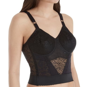 Soutien-gorge Longline Sans Armatures à Bonnets Extensibles en Lacette pour Femme Rago 2202 (Noir 48D)