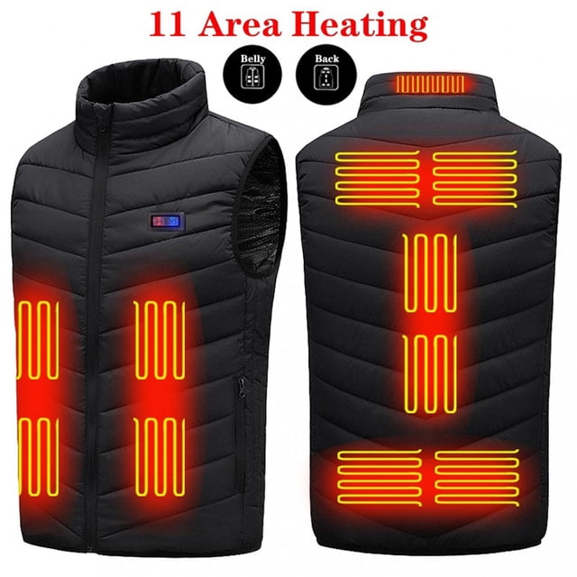 Mikilon Gilet chauffant grande taille pour hommes et femmes Dual Control 11 Gilet chauffant Veste chauffante Gilet chauffant d'hiver