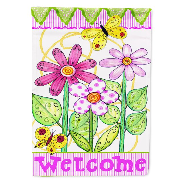 Carolines Treasures PJC1048CHF Flower Welcome Flag Canvas House Size
