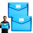 thumbnail image 1 of 2PCS Documents Holder Envelope Folder, File Storage Bag with Button Transparent Plastic, Certificate File Holder Document Folder, Blue, 1 of 5