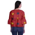 thumbnail image 2 of Moomaya Hauts Boho Coton Décontractés Amples Blouses Haut d'Été Col Rond T-Shirt, 2 of 4