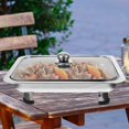 thumbnail image 3 of HLONK Plateau Chauffant en Acier Inoxydable pour Buffets, Réchauffe-Plat, Ensemble de Buffets avec Couvercle en Verre, Ensemble de Réchauds de Buffet, Réchaud pour Fêtes, Buffets, Réchauds pour Aliments, 3 of 6