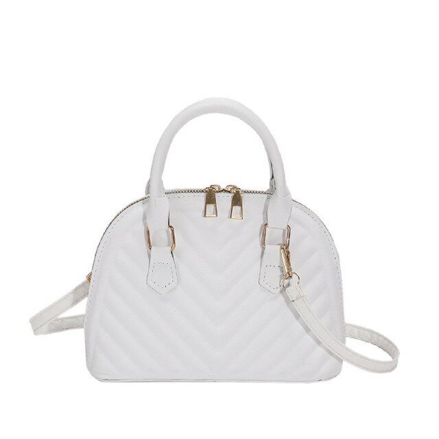LinYooLi Fashion Shell Shoulder Bag Striped Pu Leather Handbags Crossbody Bags For Women Small Tote Top Handle Bag