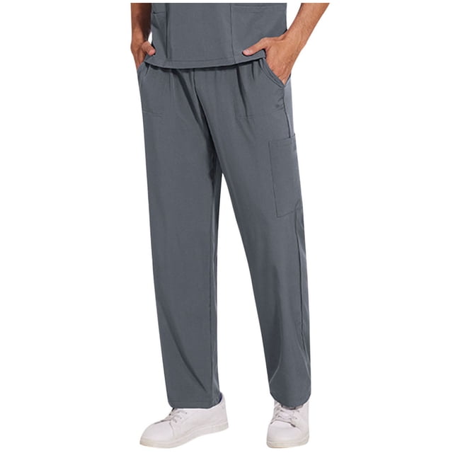 Clearance! Grrvtrz Cargo Scrub Pants for Men — Classic Straight Leg Fit, 4Pockets, 4-Way Stretch, Anti-Wrinkle Drawstring Scrub Pants