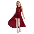 thumbnail image 1 of renvena Combinaison-Robe Maxi à Paillettes pour Filles Enfants en Mousseline Sans Manches Concours Mariage Fête Demoiselle d'Honneur Bourgogne 10, 1 of 7