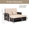 thumbnail image 3 of Gymax Lit de Jour en Rotin avec Auvent Supérieur Rétractable Tables d'Appoint Coussins pour Terrasse Beige, 3 of 4
